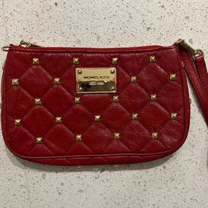 Michael Kors red wristlet with gold studs - mint condition